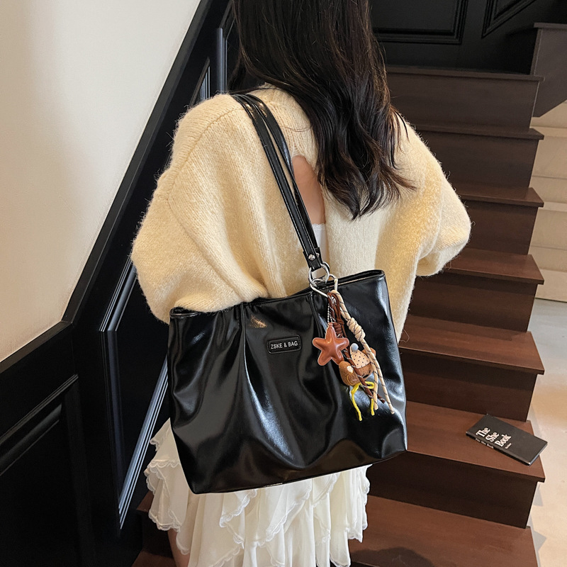 高级感油皮复古包包女2025秋冬季新款大容量单肩包时尚通勤托特包|undefined