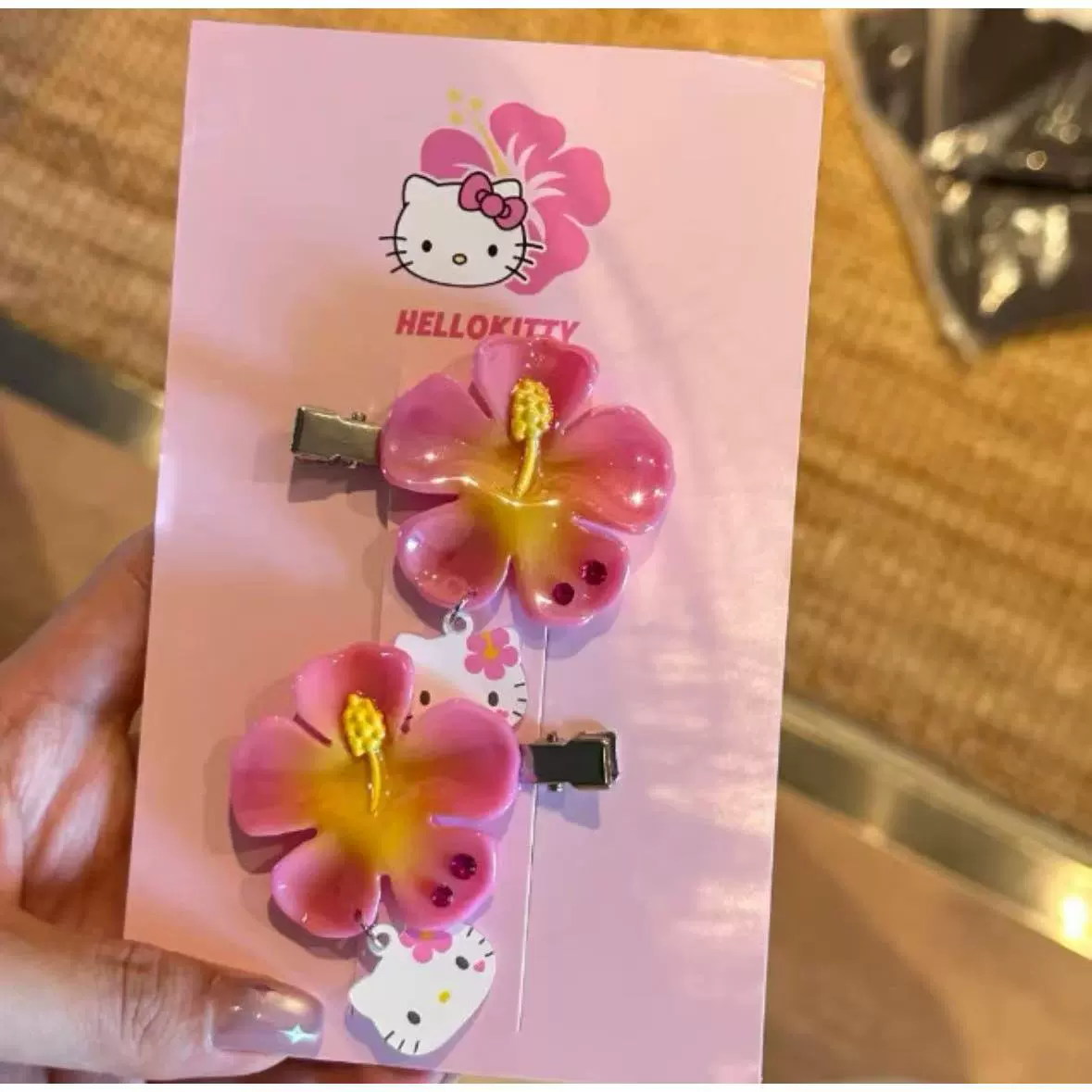Заколка для волос (Sanrio Hello Kitty), пара, цветок плюмерии, летний милый аксессуар