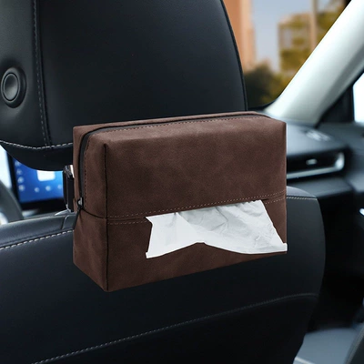 Car tissue box/set tissue boxes for Volkswagen and Audi - mocha-brown-suedetissue-bag-one-piece