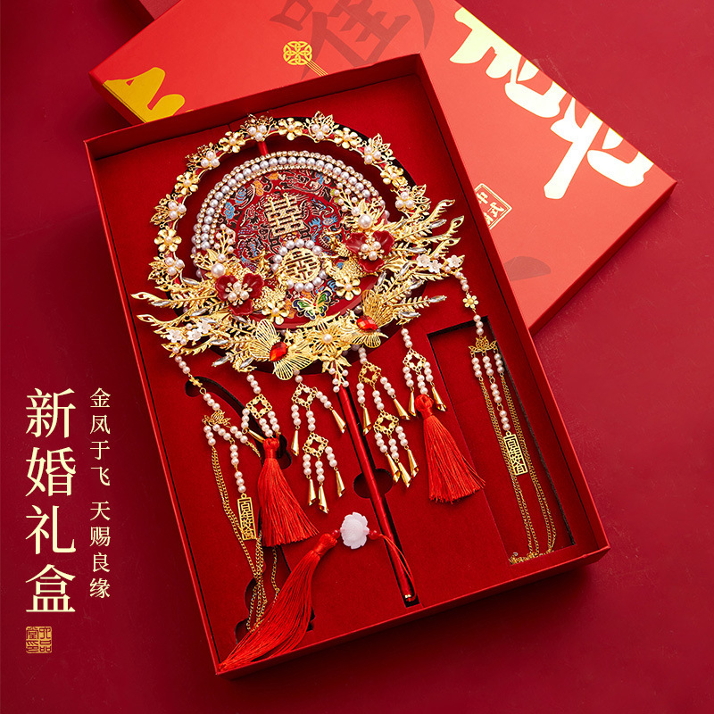 両面扇子、花嫁の結婚式、高級完成品、秀和結婚扇子、ギフト、中国扇子、DIY素材パッケージ|undefined