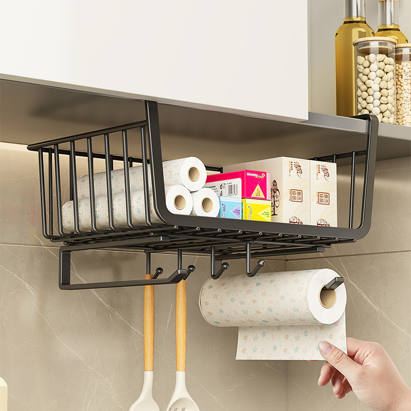 Kitchen Tissue Rack Punch-free Cabinet Paper Hanger Preservative Film Bag Storage Household Lazy Rag Roll Paper Rack