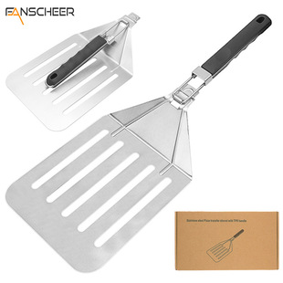 Manufacturer's Ready-Made Pizza Shovel Cake Shovel Foldableable Rubber Plastic Handle Leakage Hole 430 Baking Transfer Pizza Cake Worker