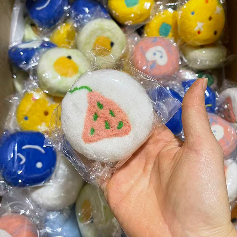 Handmade Wool Felt Soap Colorful Cartoon Pattern Soap Nepalese Essential Oil Soap Cold Process Soap Wholesale Felt Cross-Border