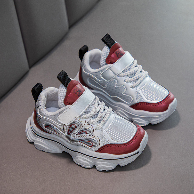 Children's handsome color matching leather sneakers Boys' dad shoes Girls' small, medium and large children's casual shoes_voghion.com