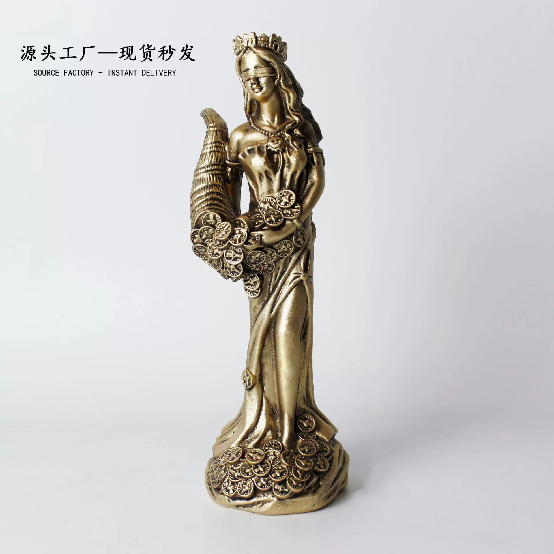 跨境欧式财富女神办公室开业送礼酒吧装饰摆件仿铜树脂工艺摆件
