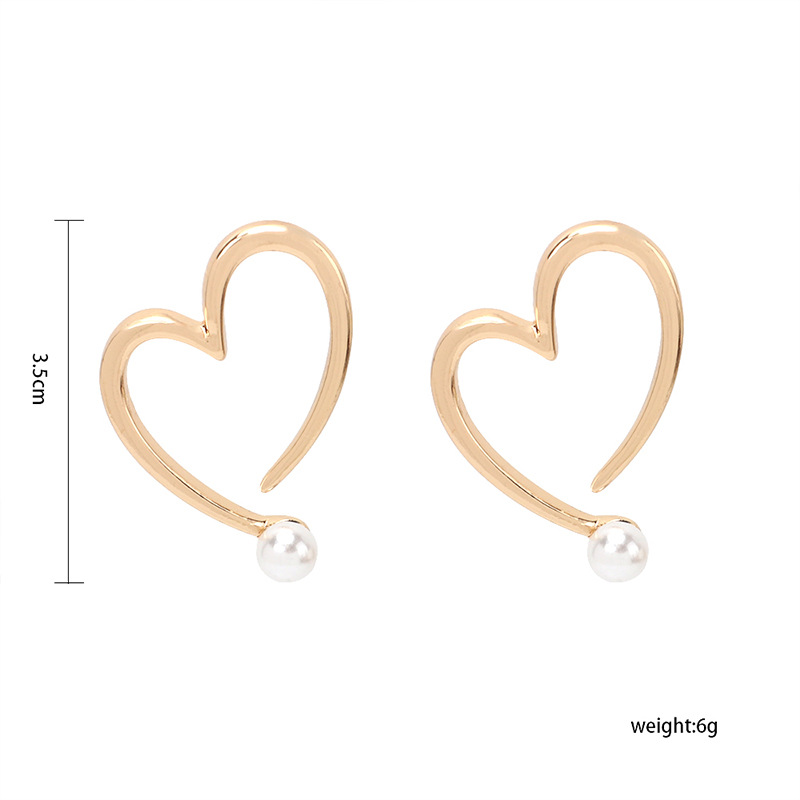 6g Weight Earrings Classification Wedding, Travel Occasion Women'S Gender Gold, Silver Color Wholesale Jewelry Irregular Hollow Heart Pearl Stud Earrings Nihaojewelry 无