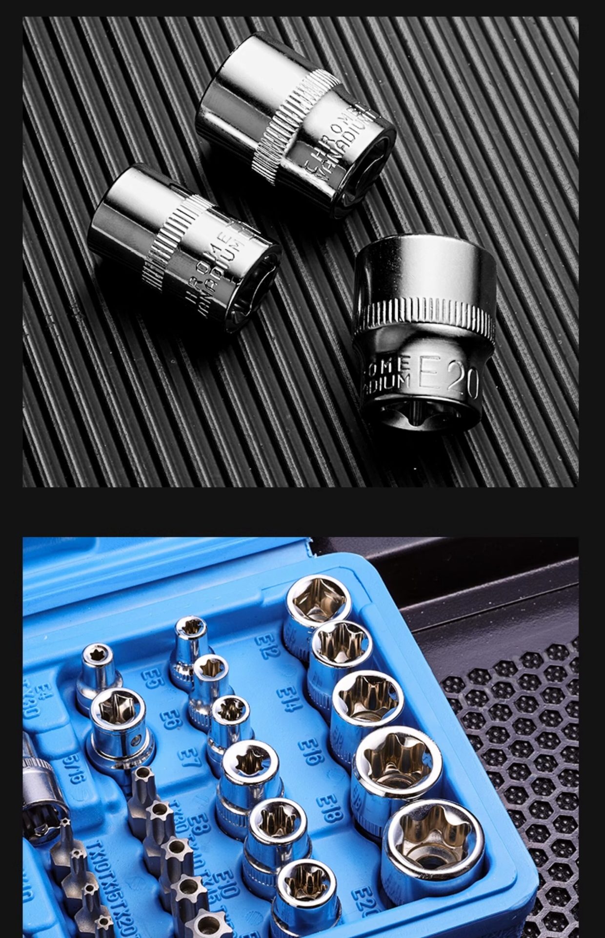 Cross-border 34-piece E-type torx bit socket set T10-T60 hexagonal tool set auto repair tools