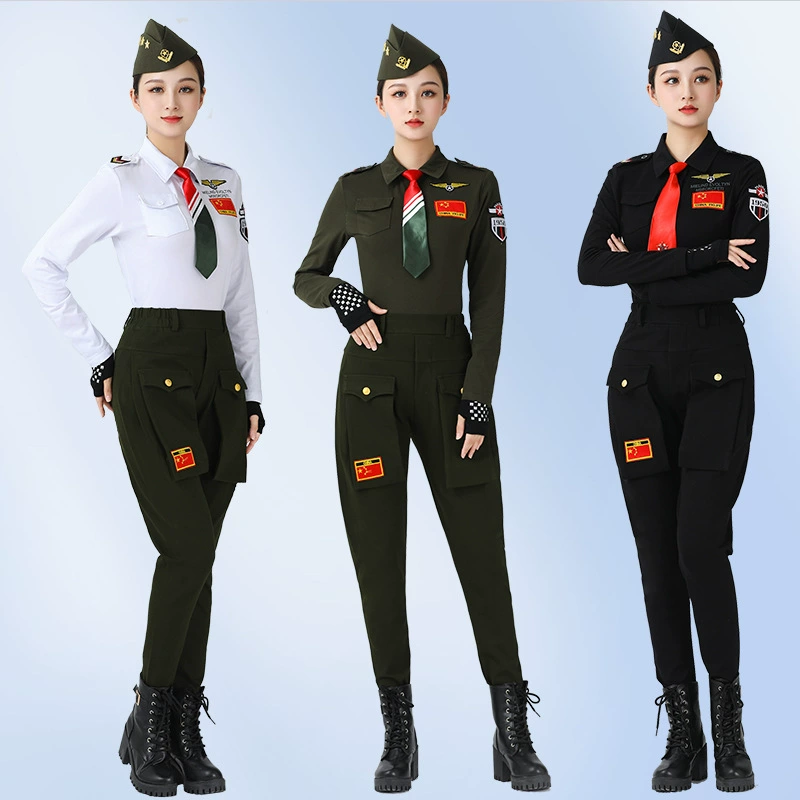 Jitterbug костюм новый с длинным рукавом лацкан армейский зеленый черный Eauteur квадратный танцевальный костюм матросский танцевальный Топ женский