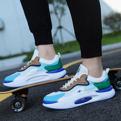 Men's Shoes 2024 Spring New Dad Shoes Korean Version Thick-soled Breathable Fly Knit Shoes Men's Running Shoes Casual Sports Trendy Shoes