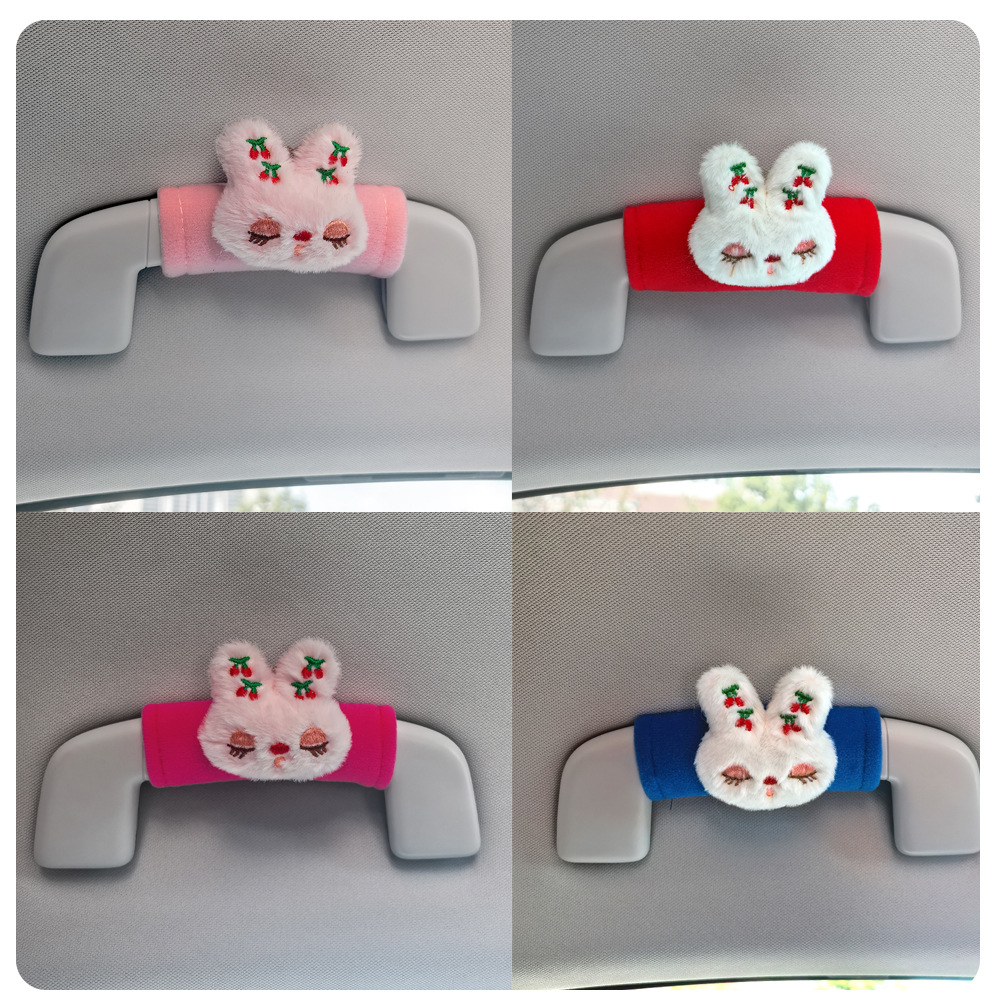 Cute conejo de dibujos animados maneja de automóvil hombre y mujer maneja de puerta interior cubierta guante de techo