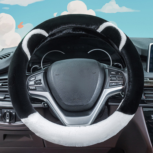 Car cartoon steering wheel cover, winter Anase rabbit hair universal car handle cover, non-slip warm car handle cover, dropshipping