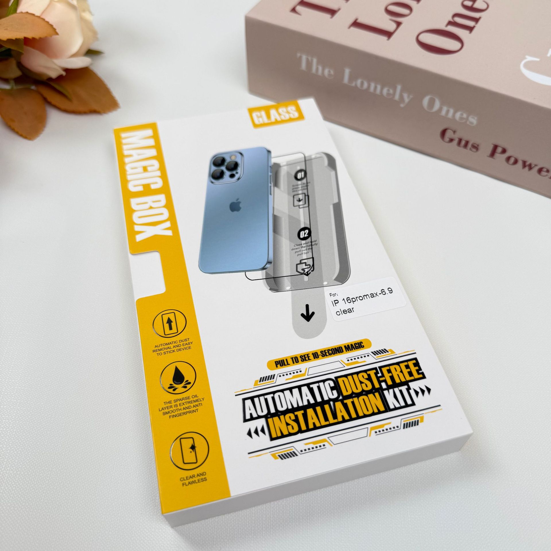 Película templada adecuada para Apple 17pro, transparente para 16promax, aplicación rápida de película de serigrafía para 15pro, kit de instalación sin polvo.