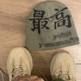 欧美个性保暖针织帽秋冬文字提花男女日韩复古街头个性显脸小套头