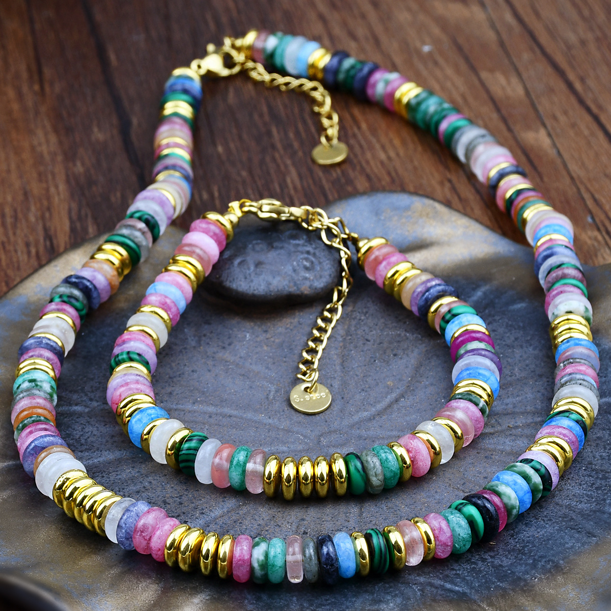 Stone Material Round Pattern All Seasons Season Women's Gender Round 316L Stainless Steel  Synthetic Gemstones Simple Style Classic Style Waterproof Non Tarnish Surgical Steel Jewelry Set