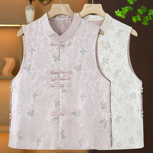 Spring and Autumn Mother's New Chinese Style National Style Buckle Jacquard Vest Middle-aged Women's New Vest Top Vest Waistcoat