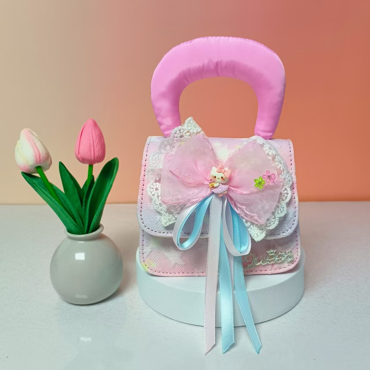 Bolso de princesa portátil de perlas, arco de encaje, bolso de hombro, bolso de cadena, bolso de cambio de Año Nuevo.