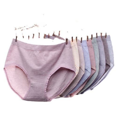 Cross-border large size seamless nude ammonia pure color cotton briefs big mommy non-sensory jacquard postpartum mid-waist women's underwear