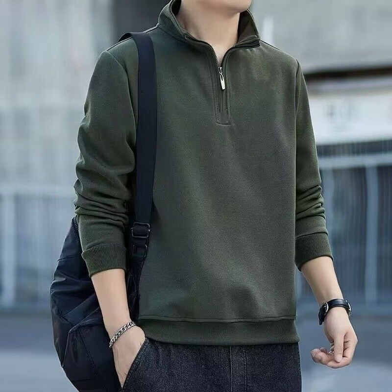 Stand Collar Sweatshirt with Fleece Lining, Thickened, Men's Half-Zip Casual Long-Sleeve Top, Stylish Inner Layer Base Shirt, Affordable and Warm Stand Collar Sweatshirt with Fleece Lining, Thickened, Men's Half-Zip Casual Long-Sleeve Top, Stylish Inner Layer Base Shirt, Affordable and Warm