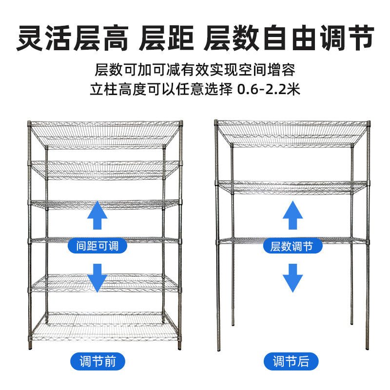 倉庫クロームメッキステンレス鋼棚ホイールラインメッシュモバイル収納ラック家庭用収納モバイル棚ディスプレイ棚