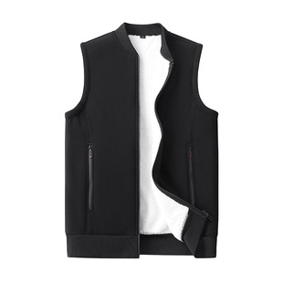 Men's vest autumn and winter trendy cardigan fleece-lined warm jacket casual sports vest sleeveless waistcoat vest men