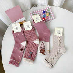 襪子女夏季中筒襪美季網紅花朵四季襪子可愛女襪ins襪子棉襪批發