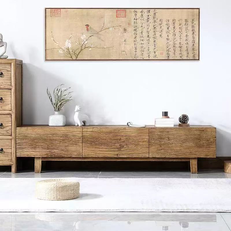 Modern Simple Old Elm Tv Cabinet Home Wall Drawer Cabinet New Chinese Style Storage Cabinet Elm Rectangular Cupboard