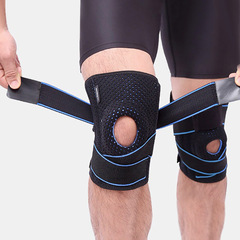 Silicone Spring Knee Support with Silicone Anti-Slip, Four Springs, Breathable, Compression for Outdoor Hiking, Fitness, and Sports