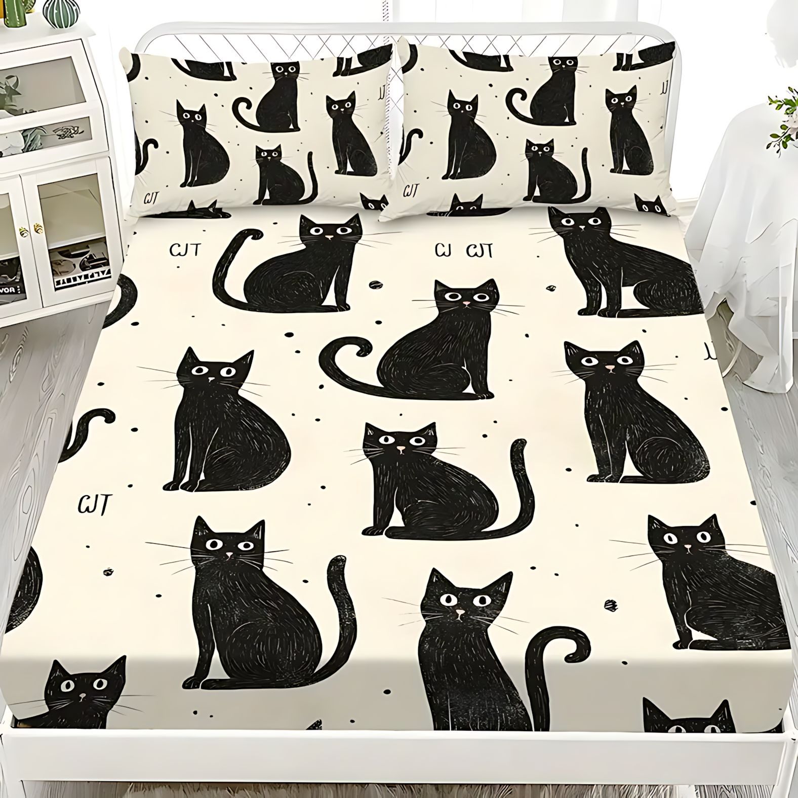 TEMU / JIT dibujos animados transfronterizos gato negro de alta definición impresión digital kit de la fuente del fabricante de la foto puede ser fijado