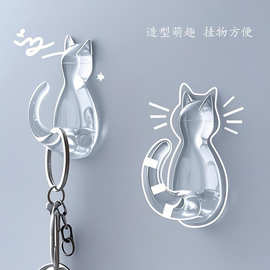 塑料猫咪可爱日式粘钩免打孔强力胶挂钩墙壁粘门后衣帽无痕衣架