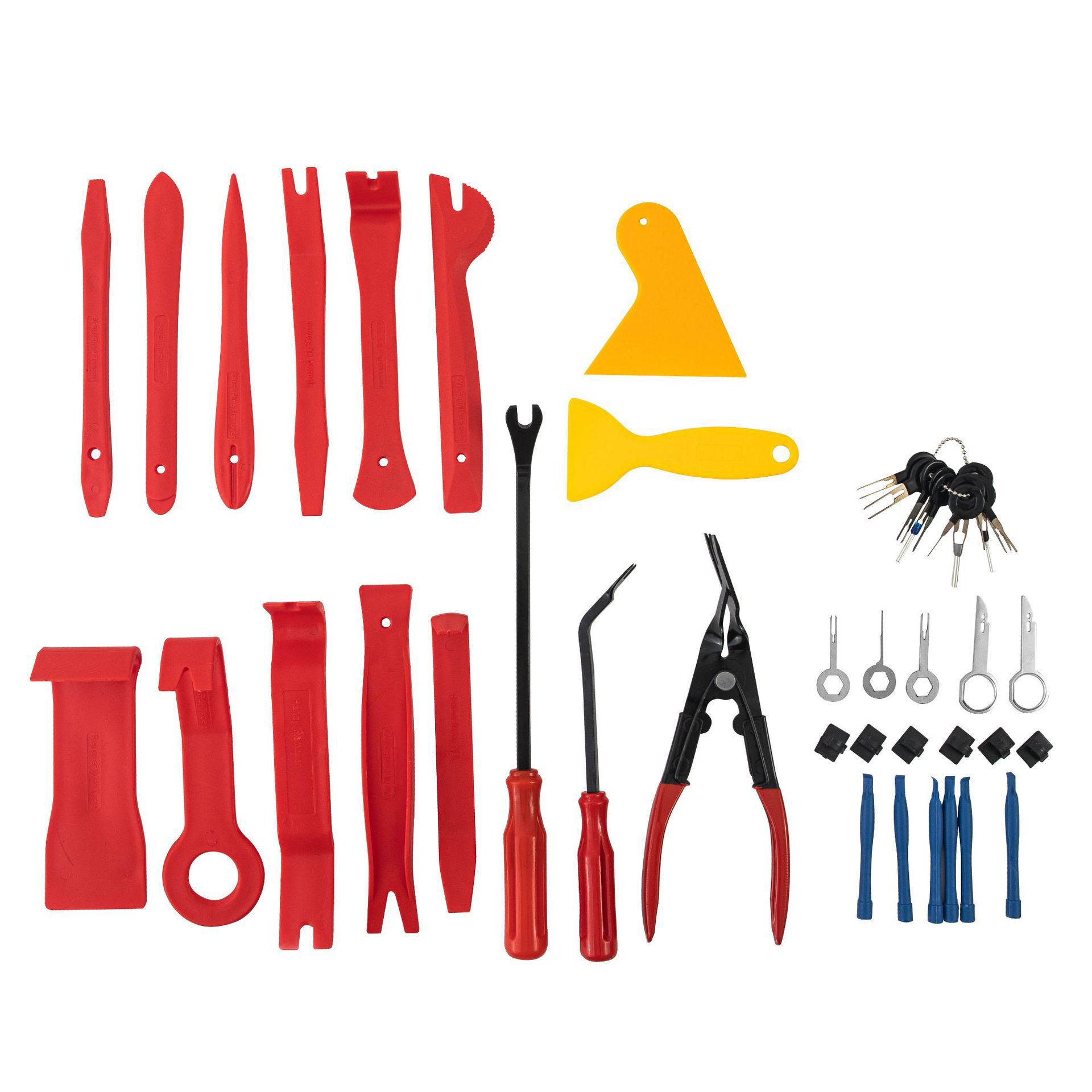 La hebilla de la tarjeta Xinyida es adecuada para herramientas de desmontaje de modificación de CD de audio de interior general para automóviles, conjunto de herramientas de mantenimiento de 45 piezas