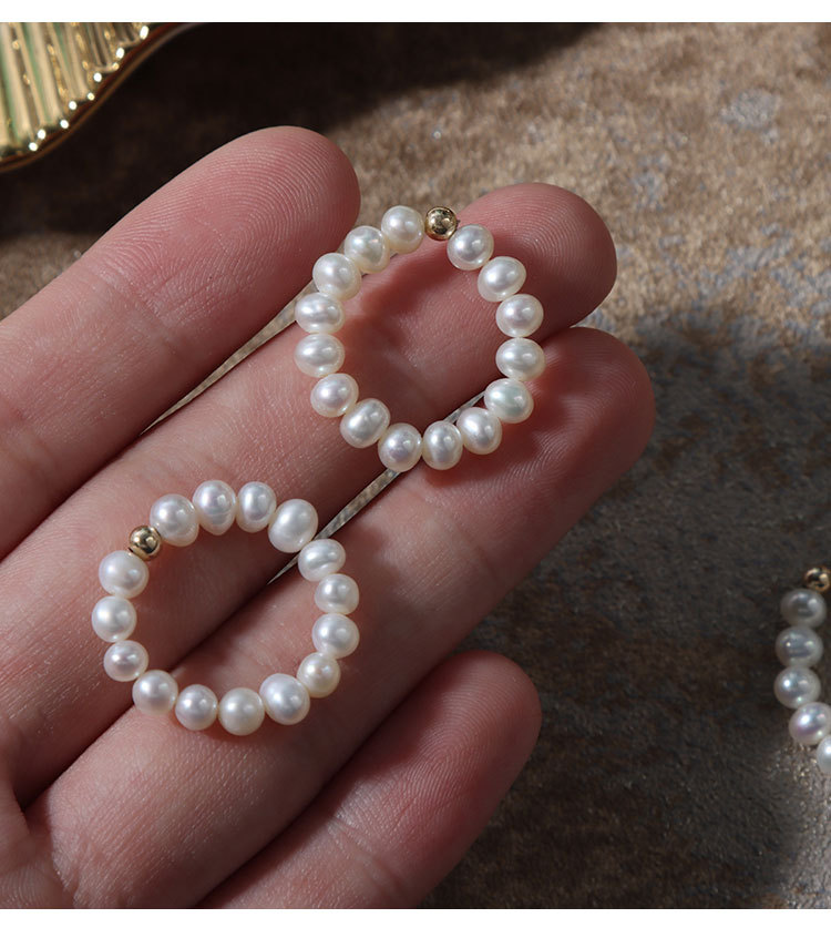 Simple Style Solid Color Pearl Beaded Rings 1 Piece display picture 2