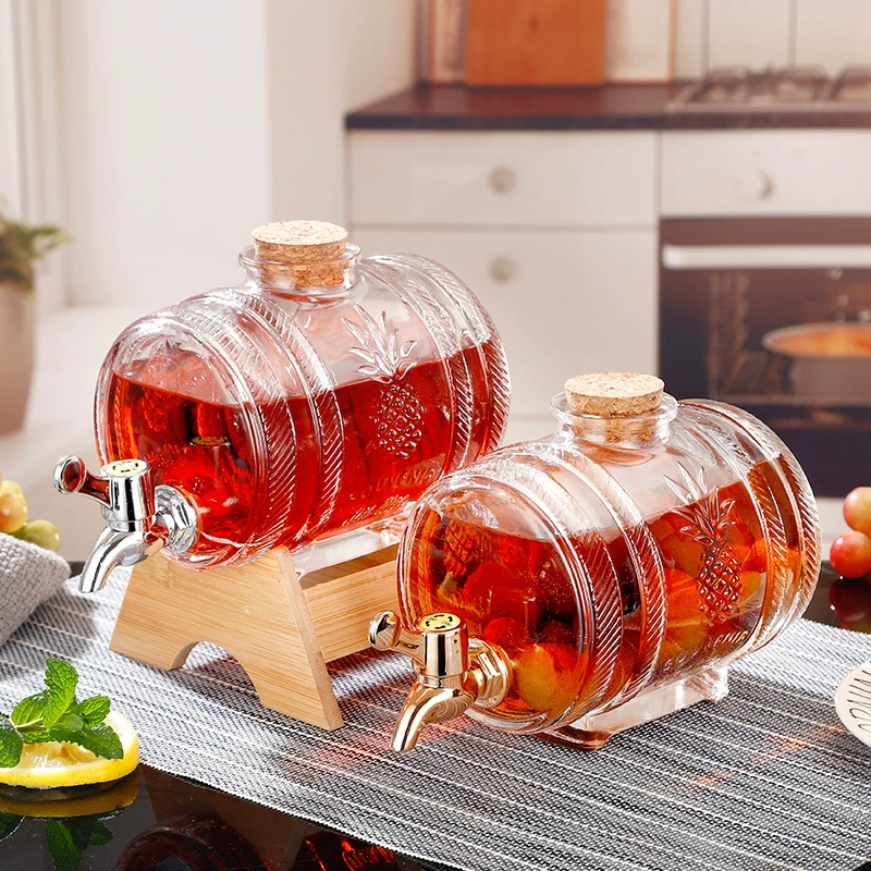 Стеклянная бутылка для вина с краном, бытовая бочка для приготовления красного вина, бутылка для вина, холодильник, бочка для напитков с краном, контейнер для колы