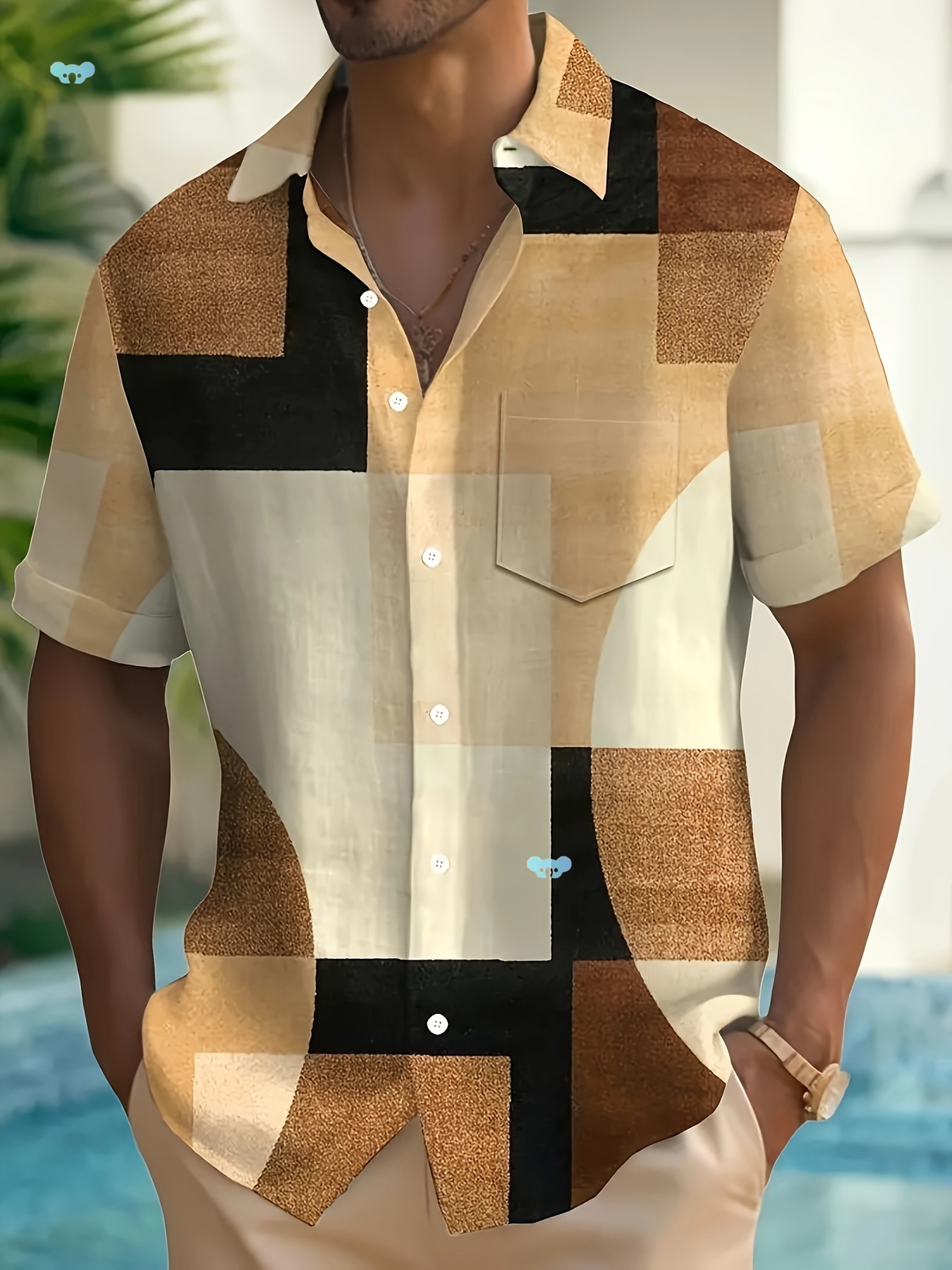 Retro Geometric Shirt Summer Retro Geometric Patterns Cross-border