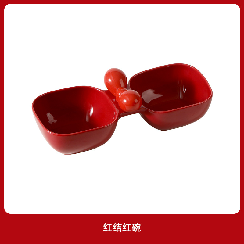 Cerámica cachorro tazón para gatos tazón para gatos tazón para mascotas tazón de agua tazón para bocadillos enlatados tazón doble en uno