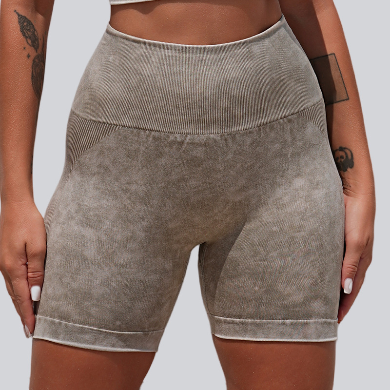 Nuevos pantalones cortos transfronterizos con umbilical abierto, yoga, elevación de cadera, cintura alta, Amazon, ropa de mujer apretada europea y americana, mangas cortas