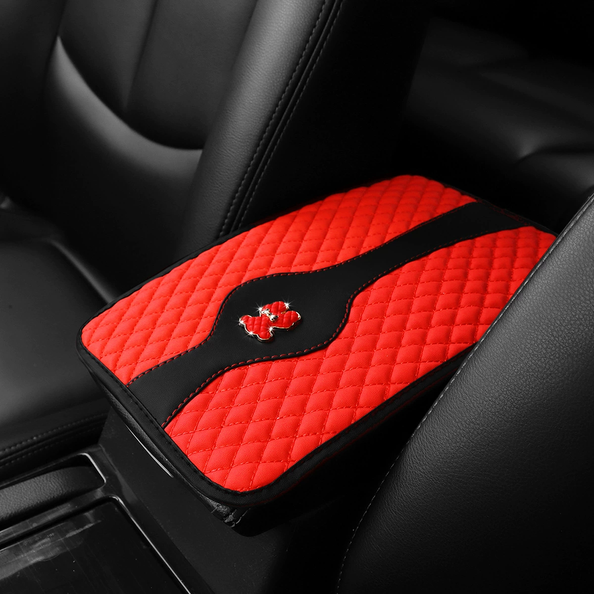 Трехмерная кожаная вышивка сплав медвежонок декоративный автомобиль центральный подлокотник чехол для трансграничных Amazon AliExpress для женщин
