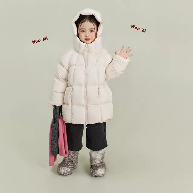 糯米丸子童装25冬季女童韩版保暖连帽羽绒服三防90白鸭绒宝宝外套
