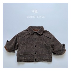 Retro Corduroy Winter Coat Korean Style Children's Collar Padded Jacket for Boys and Girls Thick Stylish Work Jacket