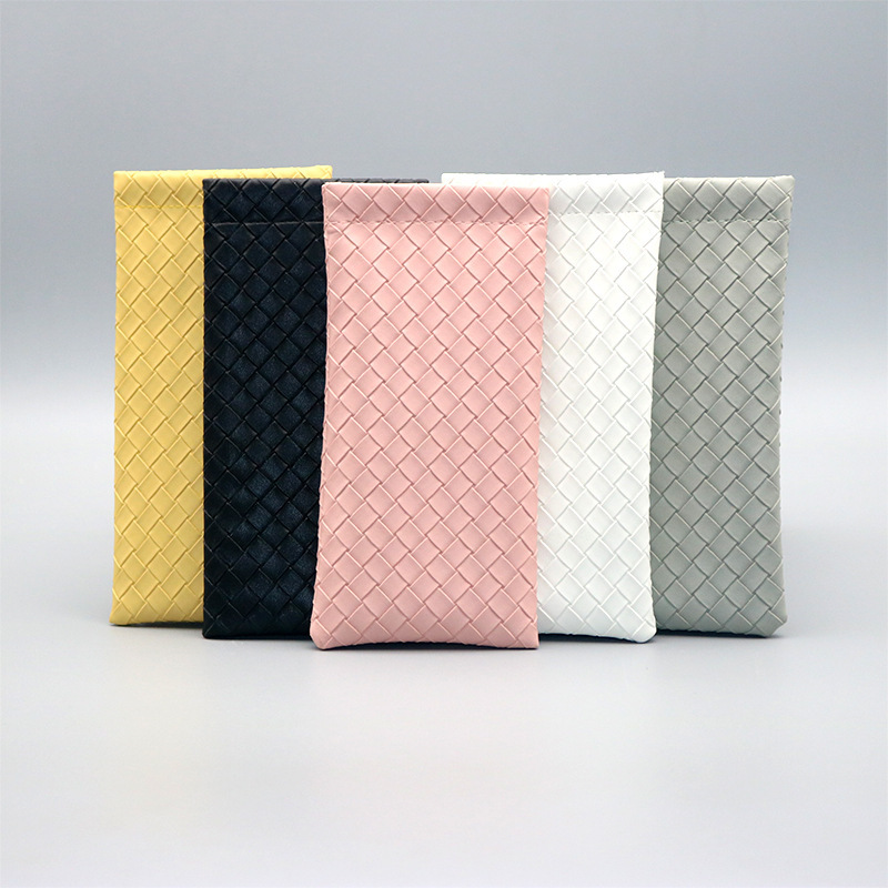 Shrapnel Glasses Bag Mobile Phone Bag Woven PVC Leather PU Glasses Storage Bag Portable Digital Headset Storage Bag