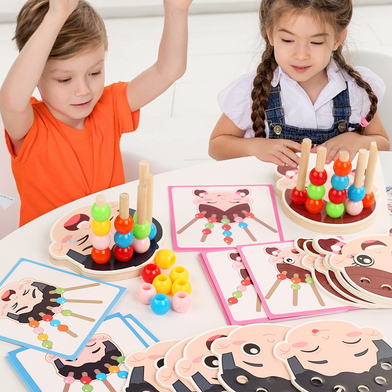 Educación temprana para niños, inteligencia, emoticonos para niños y niñas, cuentas, color de madera, dibujos animados, juguetes prácticos, regalos para niños