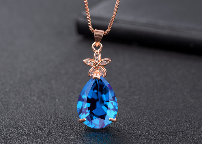 dropshaped sapphire diamond pendant petal pendant fashion simple jewelrypicture1