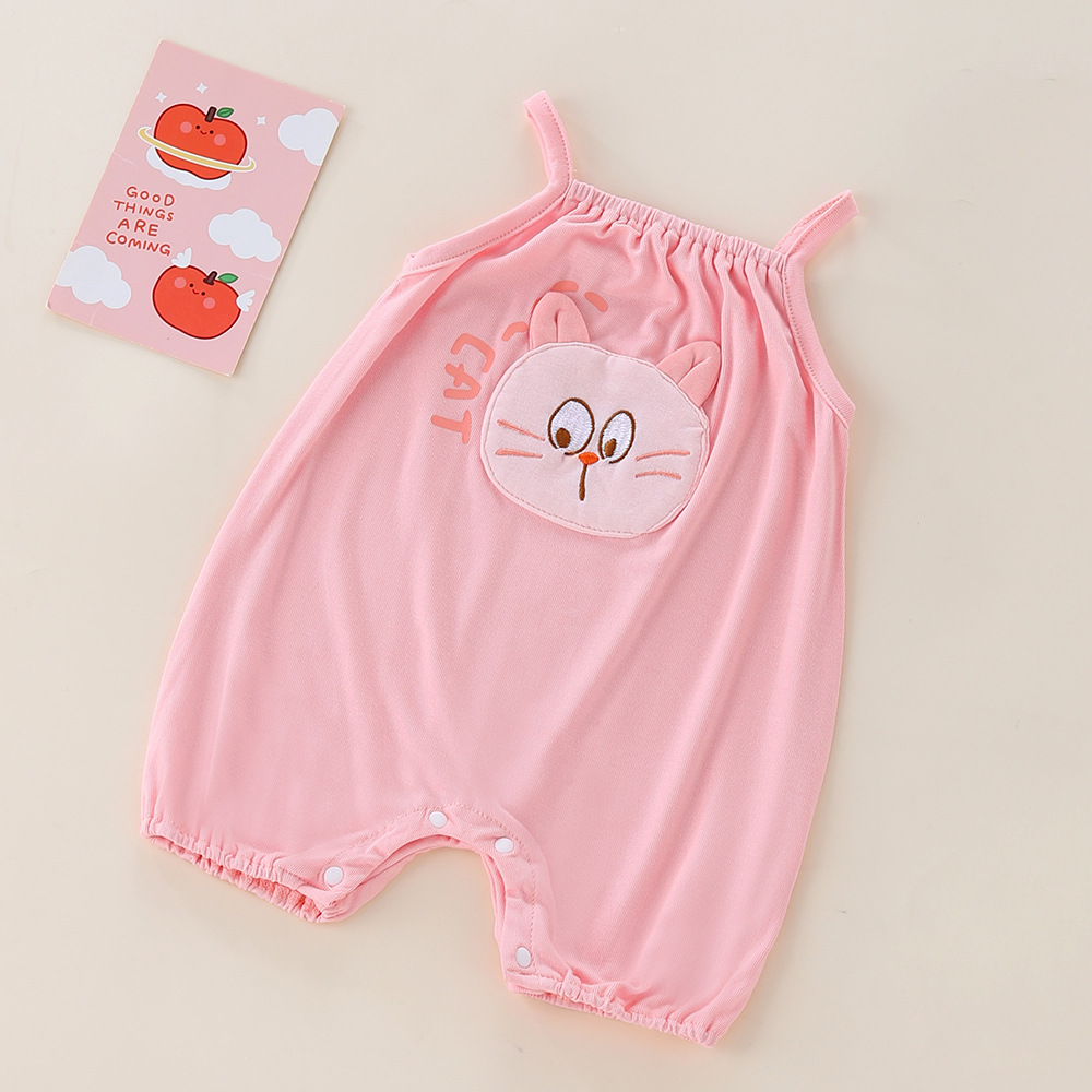 Bebé honda mono lindo dibujos animados sección delgada transpirable verano recién nacido hombres y mujeres bebé mameluco súper lindo