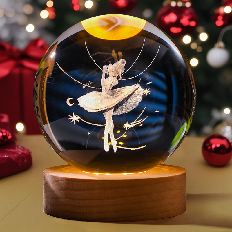 Astronauta luminosa bola de cristal lámpara de noche 3D escultura decoración de mesa para reuniones de estudiantes regalos personalizados
