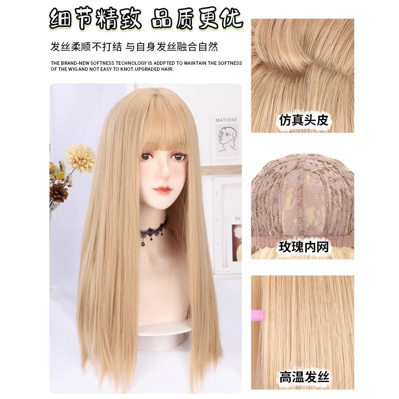 Perruque blonde Connie - Cheveux synthétiques longs et naturels couvrant toute la tête, idéale pour l'été, aspect réaliste, style Lisa