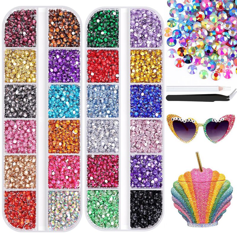 Cross-Border New Model 3mm Ab Color Resin Flat-Back Rhinestones DIY Handmade Nail Art Rhinestones Clothing Hair Accessories Jewelry Rhinestone Set