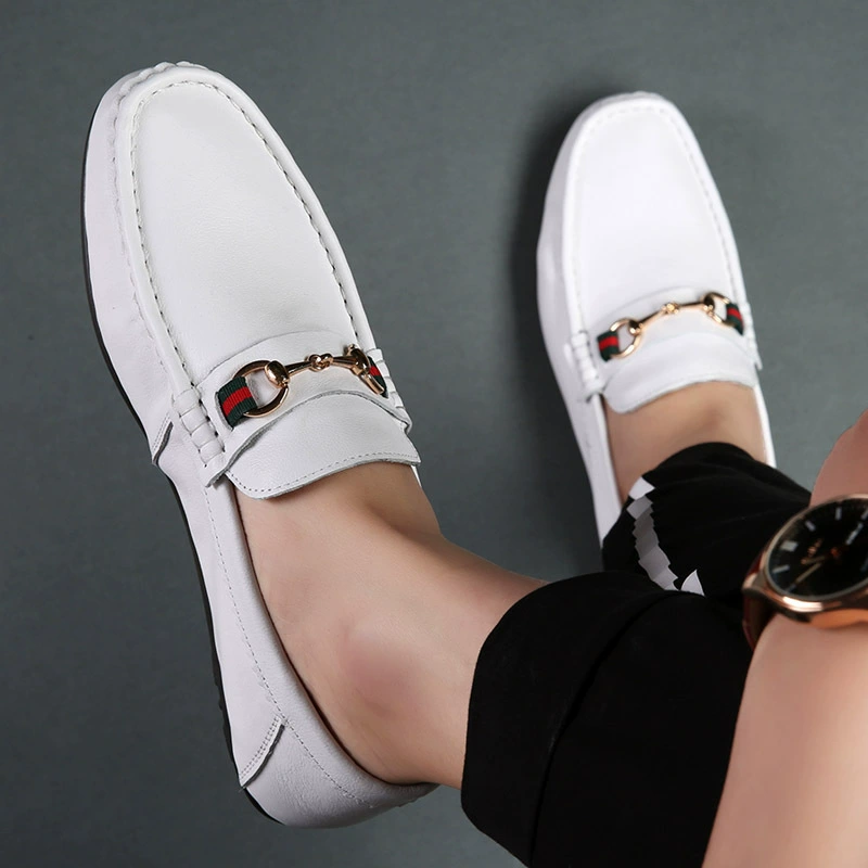 Новые ботинки для бобов летом 2021 года мужские кожаные мужские туфли один педаль ленивые туфли дышащие трендовые мужские повседневные туфли