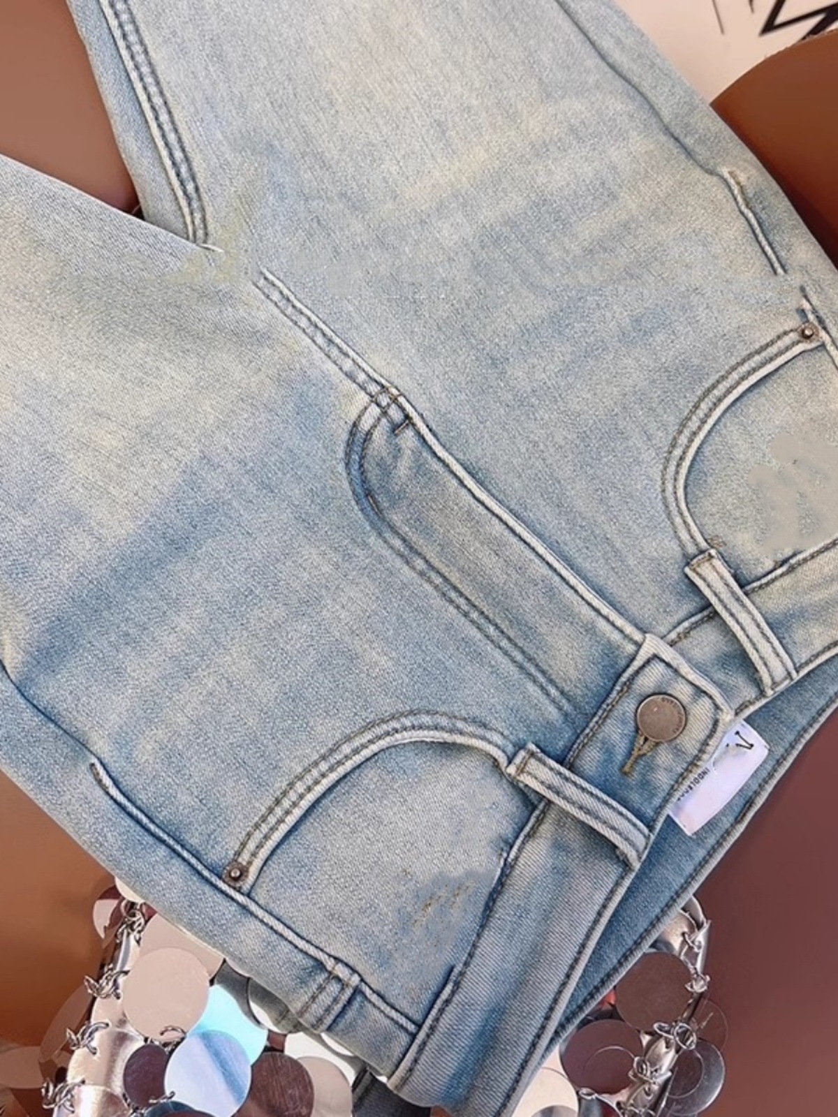 Women's Clothing Retro Slim Fit Jeans Fleece Lined High Waist Autumn Winter Loose Fit Slimming Tight Fitting Horseshoe Pants_ecoleips.com