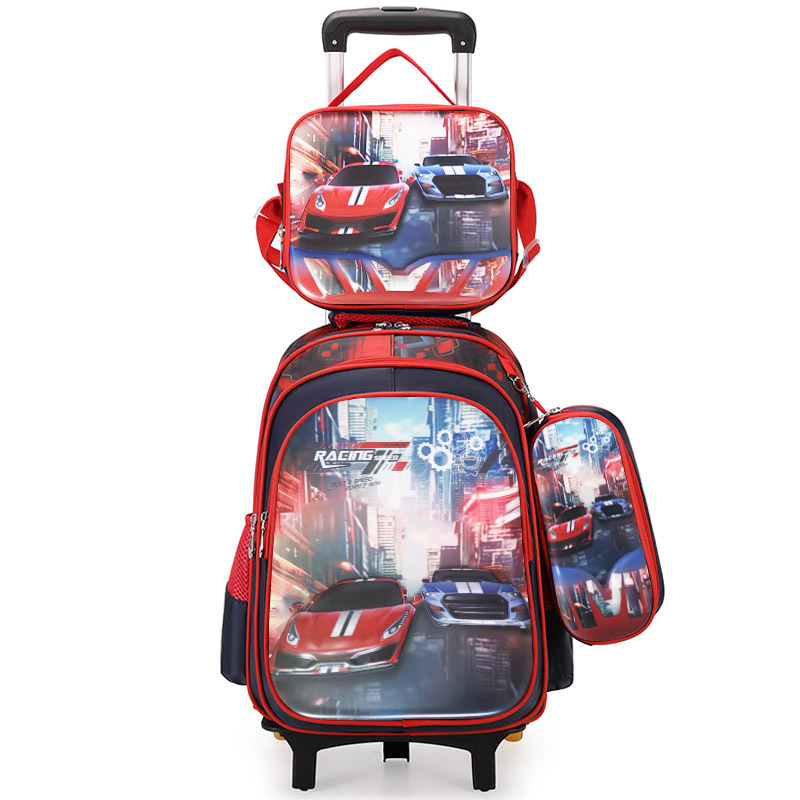 Fábrica directa transfronteriza de estudiantes de primaria tracción tres piezas conjunto tracción mochila de dibujos animados lindo nuevo tipo de mochila
