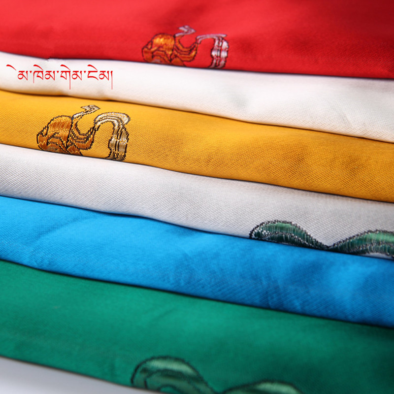 哈达藏族饰品加厚丝绸绣花八吉祥装饰用品长辈礼品2.5m*45cm