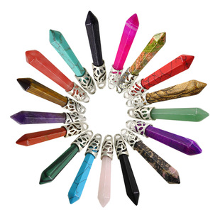 Crystal agate gem pendant long hexagonal column pendant cross-border ebay Amazon foreign trade jewelry accessories wholesale